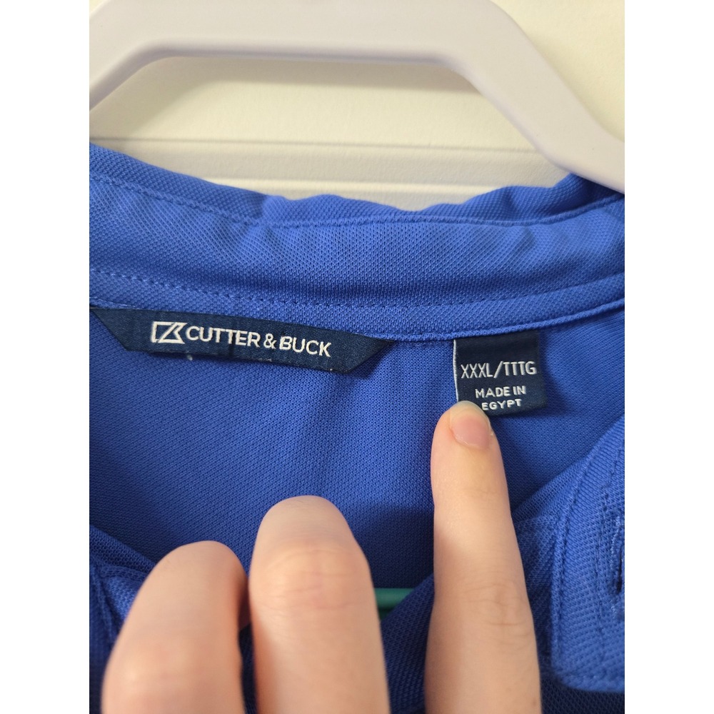 Cutter & Buck Mens XXXL Blue Recycled Polyester Stretch Short Sleeve Polo Shirt - Picture 2 of 6